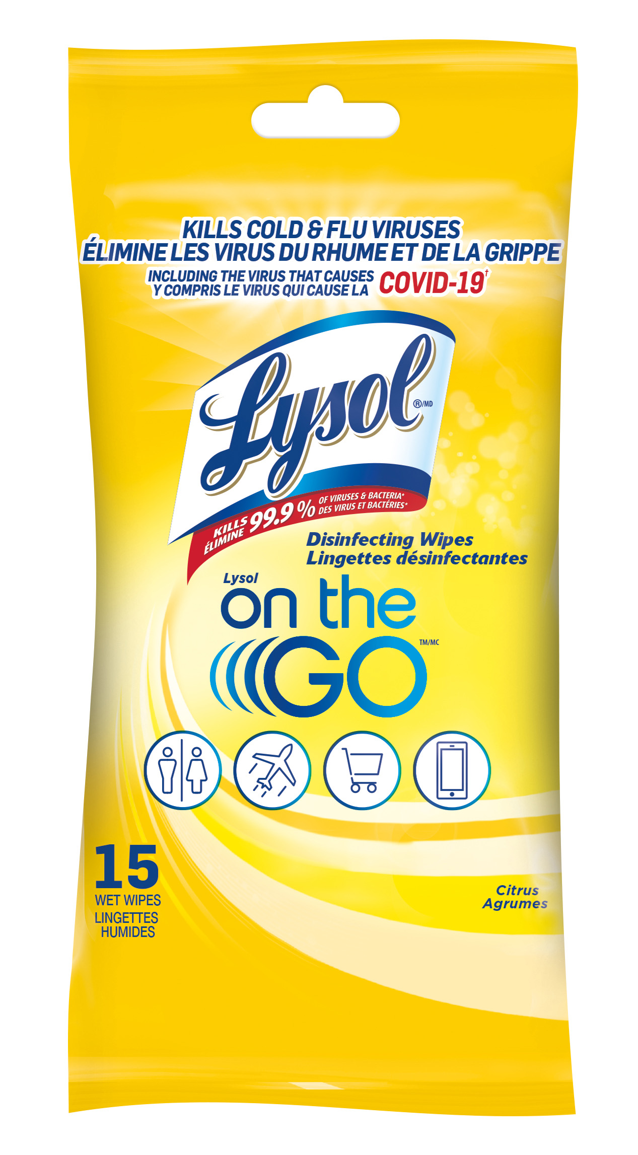 LYSOL Disinfecting Wipes  Lysol On the Go Citrus Flat Pack Canada